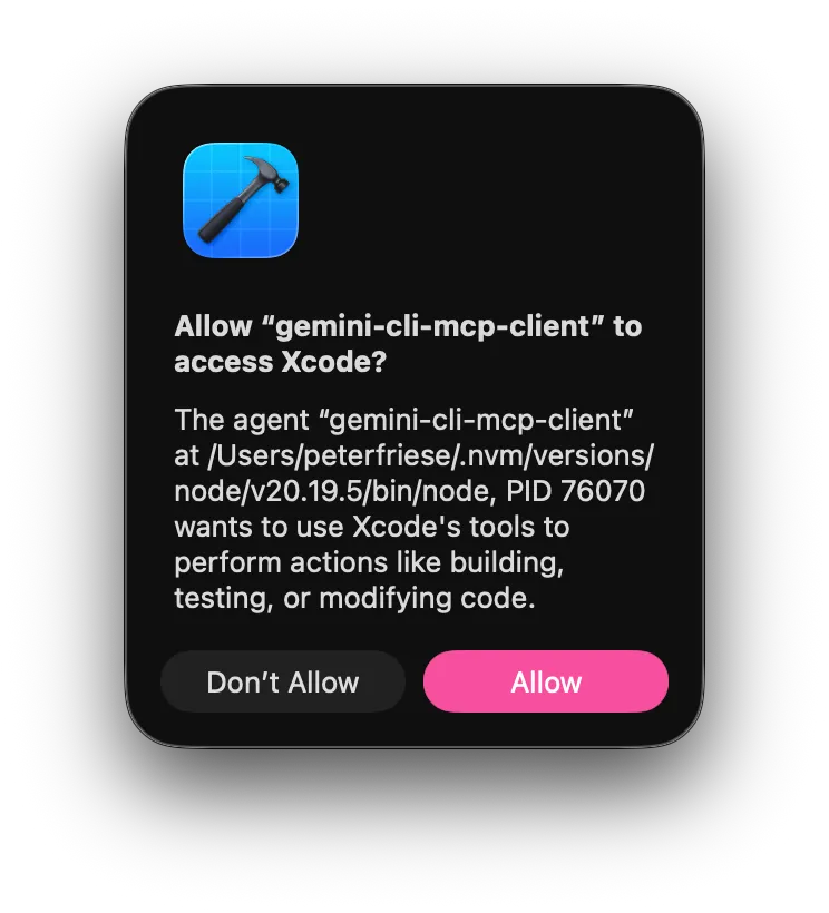 Allow Gemini CLI access to Xcode