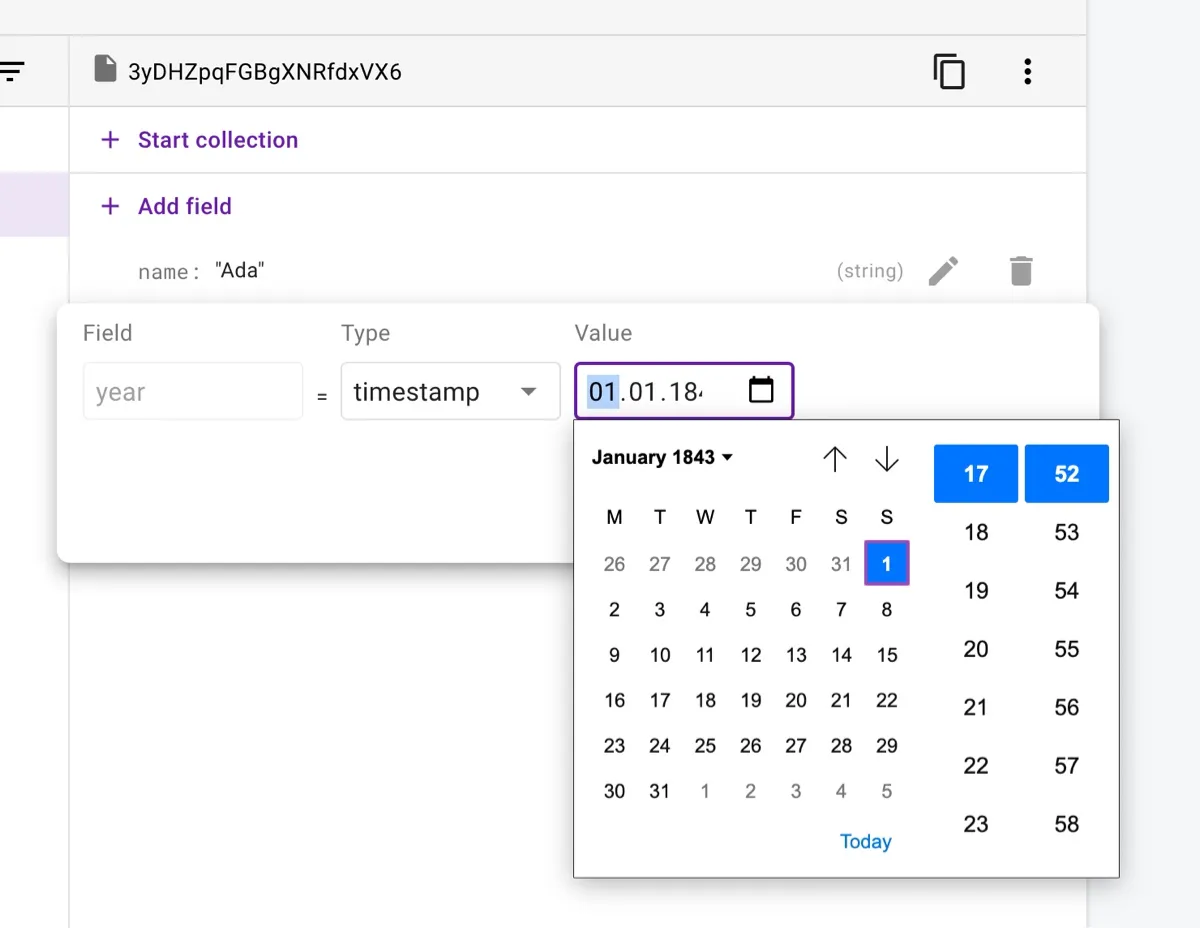 Storing dates in a Firestore document