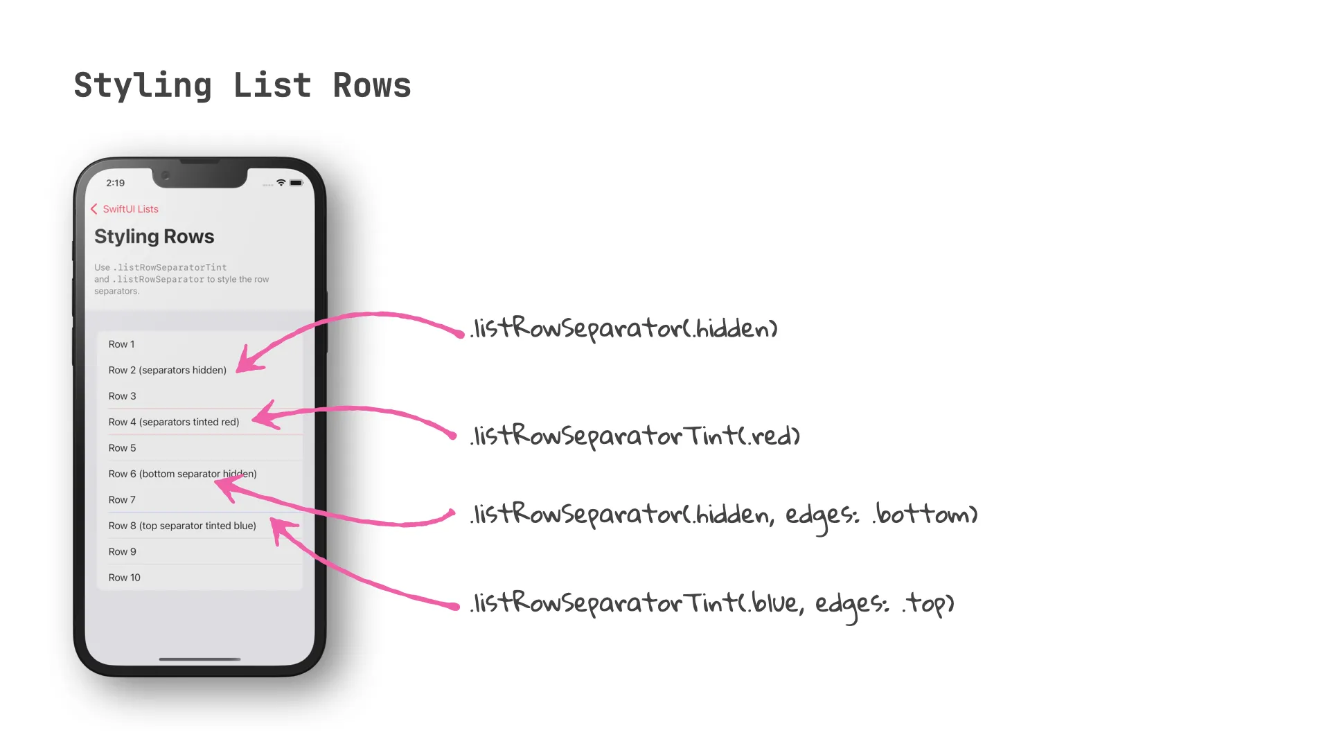 Styling List Rows